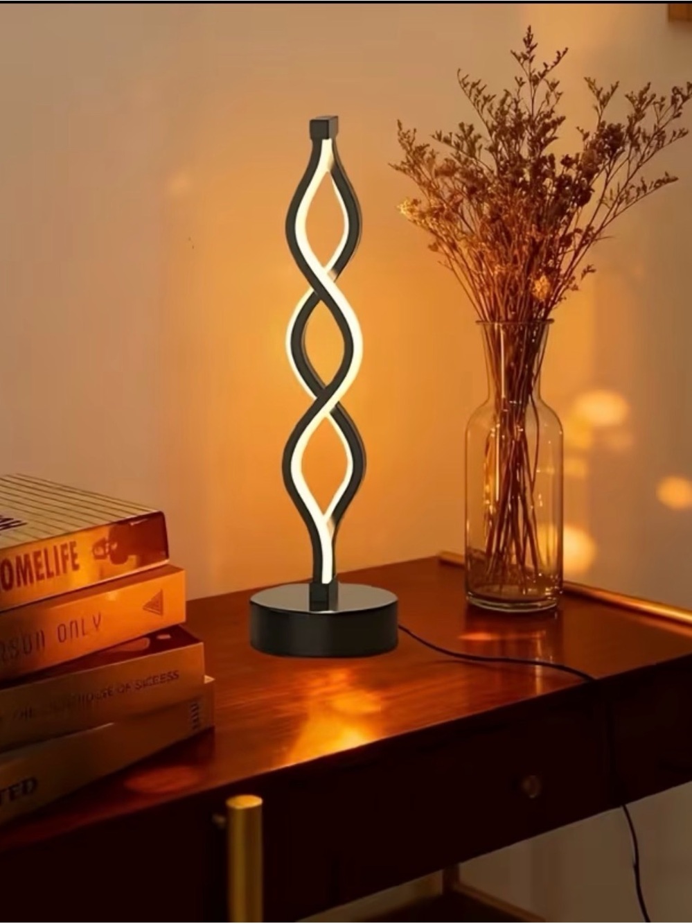 Modern Black LED Twist Table Lamp